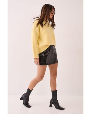 Nasty Gal Croc Vinyl Faux Leather Mini Skirt - Black