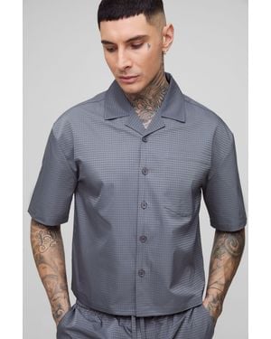 BoohooMAN Tall Satin Jacquard Boxy Oversized Shirt - Grey