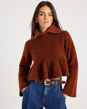 River Island Jumper Knit Collared Peplum Jumper