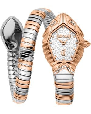 Just Cavalli Signature Snake Gemma Fashion Watch – Two Tones Yg Mop Jc1L358M0065 - Metallic
