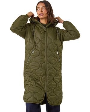 Roman Quilted Hooded Coat - Green