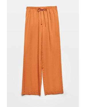Dilvin Tencel Wide-Leg Trousers - Orange