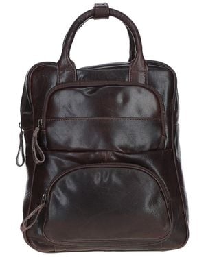 Ashwood Leather Compact Backpack With Front Zip Pockets - Black