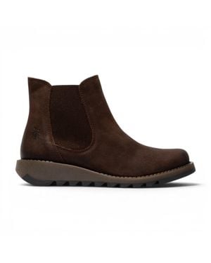 Fly London Chelsea Suede Leather Ankle Boots - Brown