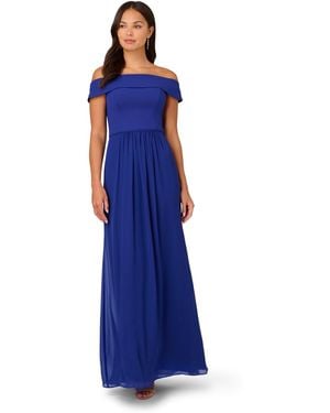 Adrianna Papell Crepe Chiffon Gown - Blue