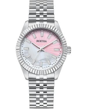 Bertha Marina Mother-Of-Pearl Bracelet Watch - Metallic