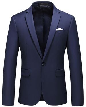 Allthemen Mode-Jasje Casual Blazer Met Één Knop Marineblauw