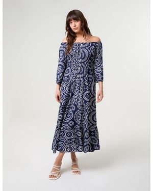 Blue Vanilla Bardot Coconut Button Maxi Dress - Blue