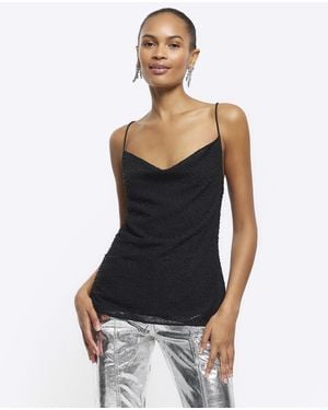 River Island Cami Top Chiffon Beaded - White