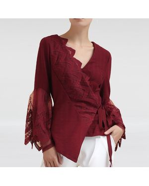 Smart & Joy Cross-Heart Breat Top Met Geschulpte Randkant - Rood