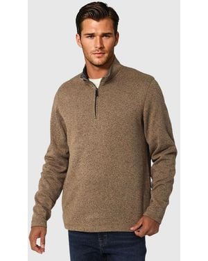 Wrangler Zip Neck Fleece Jumper - Brown