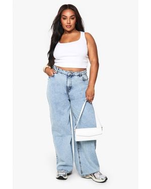 Boohoo Basics Plus Straight Leg Jeans - Blue