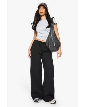 Boohoo Woven Drawcord Flared Trousers - Black