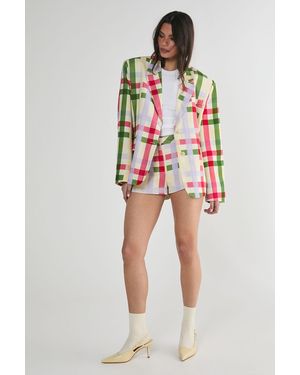 Nasty Gal Linen Mix Gingham Tailored Shorts
