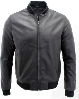 Infinity Leather Varisty Bomber Jacket - Grey