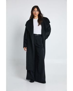 Boohoo Oversized Collar Wool Look Trench Coat - Black