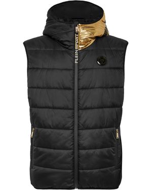 Philipp Plein Vest Hoodie Laminated Scratch - Zwart
