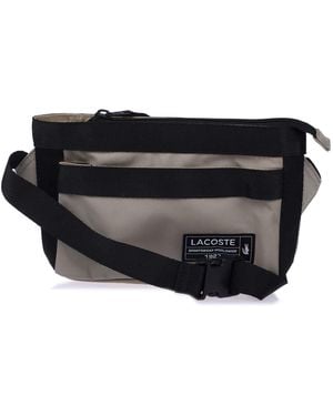 Lacoste Accessoires Outdoor Croc Canvas Reporterstas Met Rits In Grijs - Zwart