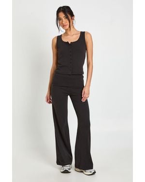 Boohoo Fold Over Waistband Yoga Pant - Black