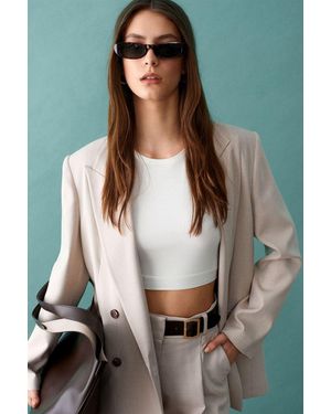 Dilvin Crepe Blazer Jacket - Natural