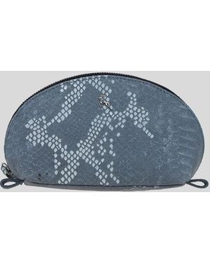 Ashwood Leather 'Philippa' Real Makeup Bag - Blue