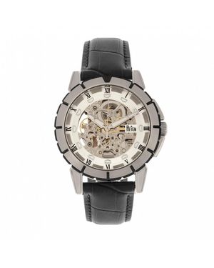 Reign Philippe Automatic Skeleton Leather-Band Watch - Metallic