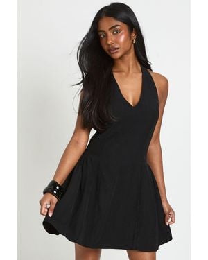 Boohoo Halterneck Full Skirt Mini Dress - Black