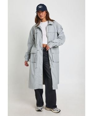 Boohoo Utility Cinched Waist Lightweight Trench Jacket - White