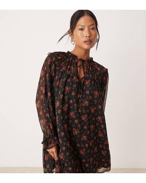 Miss Selfridge Yoke Detail Smock Dress - Black