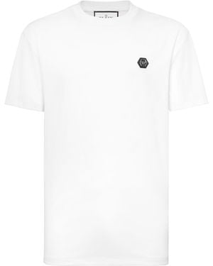 Philipp Plein Round Neck T-Shirt Hexagon - Wit