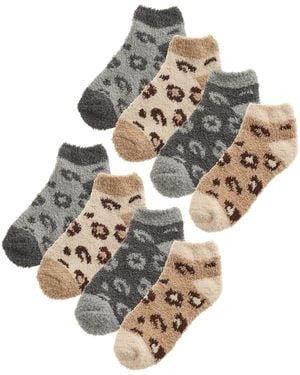 Sock Snob 8 Paar Multiverpakking Pluizige Enkelsokken Voor | Nieuwe Sokken Met Dierenprint Voor - Metallic