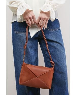 Oasis Taryn Faux Leather Mix Material Shoulder Bag - Blue