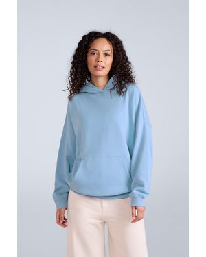 Mountain Warehouse 'Idol' Logo Drop Shoulder Hoodie With Kangaroo Pocket Warm Sweatshirt Cotton - Blue