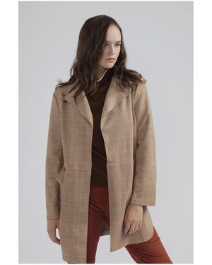 Jayley Faux Suede Check Jacket - Brown