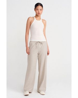 Dilvin Striped Wide-Leg Woven Trousers - Multicolour