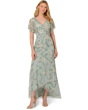 Adrianna Papell Bead Mesh Midi Dress - Blue