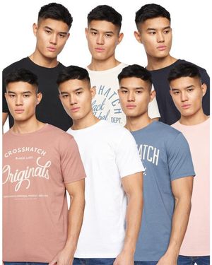 Crosshatch Rapmoore Assorted Designs T-Shirt (Pack Of 7) (Multicoloured)