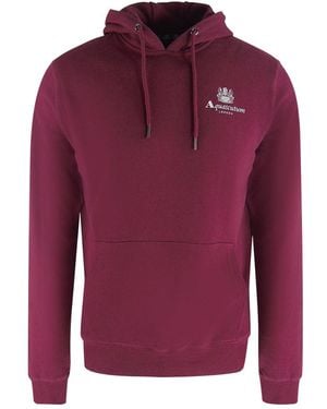 Aquascutum Active Logo Burgundy Hoodie - Red