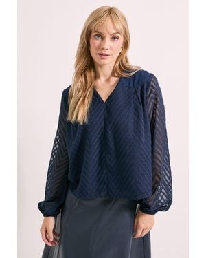 PRINCIPLES Western Yoke Jacquard Blouse - Blue