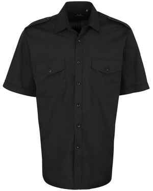 PREMIER Short-Sleeved Pilot Shirt - Black