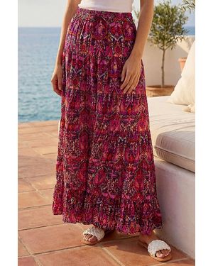 Roman Abstract Print Tiered Skirt