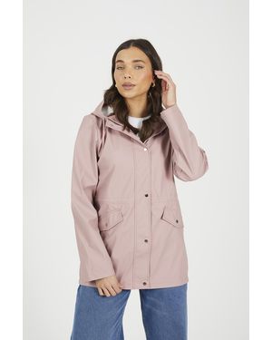 Brave Soul Pale Hooded Rain Mac - Natural