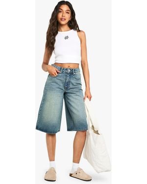 Boohoo Longline Denim Jort - Blue