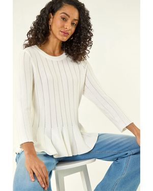 D.u.s.k Peplum Knitted Top - White