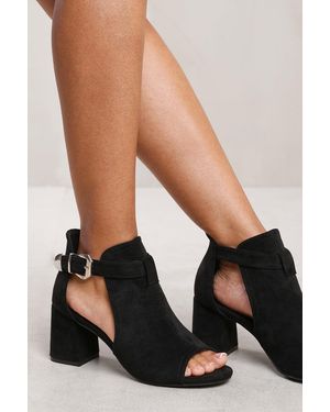 Where's That From Wheres 'Londyn' Block Heel With Side Buckle And Open Toe Front - Black