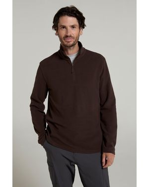Mountain Warehouse 'Camber Ii' Half Zip Fleece Top Antipill Breathable Casual Winter Jumper - Brown