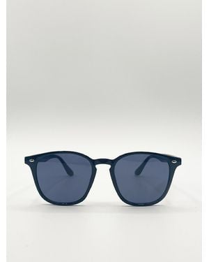 SVNX Rounded Wayfarer Style Sunglasses - Blue