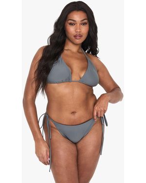 Boohoo Plus Tie Side Triangle Bikini Bottoms - Grey