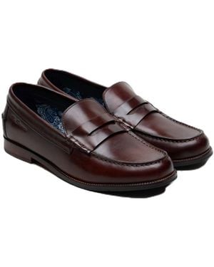 Ben Sherman Sid Brush Off Leather Penny Loafers - Black