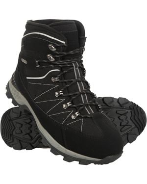 Mountain Warehouse 'Boulder' Trekker Boots Waterproof Breathable Winter Boot Leather - Black